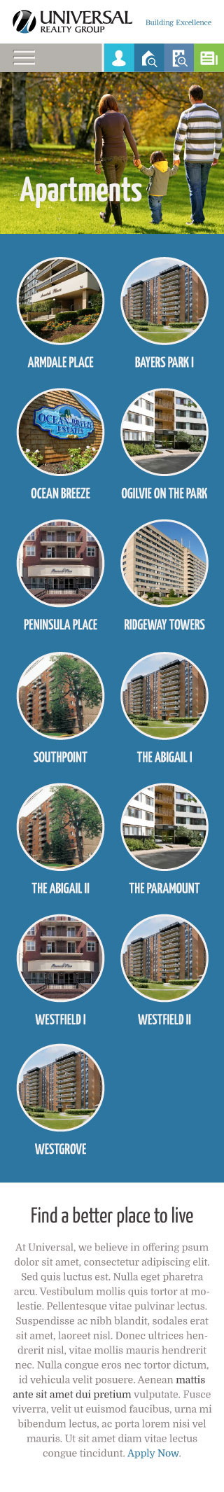 Universal Properties - Apartment Mobile Responsive Design